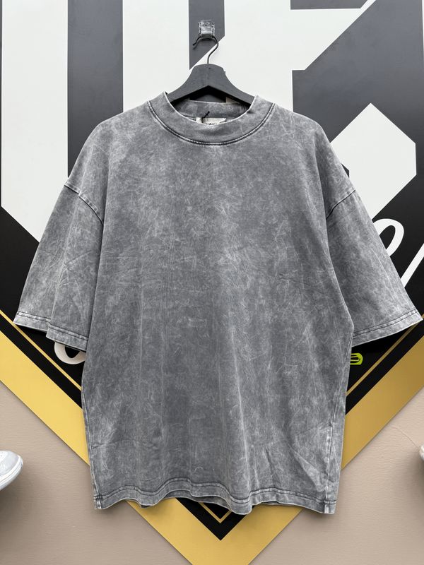 T-shirt oversize slavata PREMIUM collo alto grigio perla