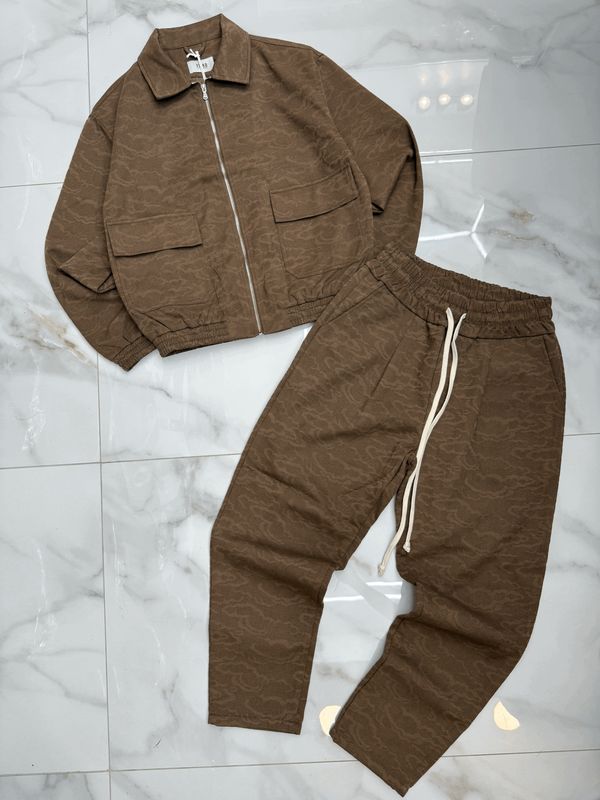 Completo VIP Sartoriale ricamato Crop UOMO marrone