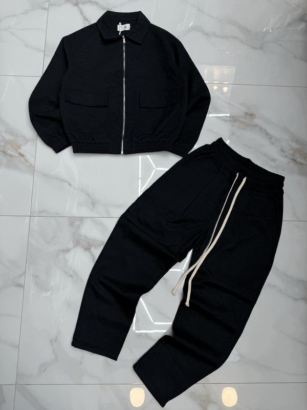 Completo VIP Sartoriale ricamato Crop UOMO Nero