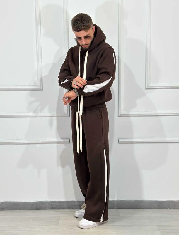 Tuta completa boxy fit felpata Made in italy Marrone Moka fondo largo