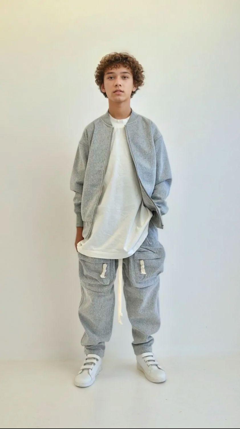 Completo VIP Sartoriale Cargo Zip BAMBINO grigio perla