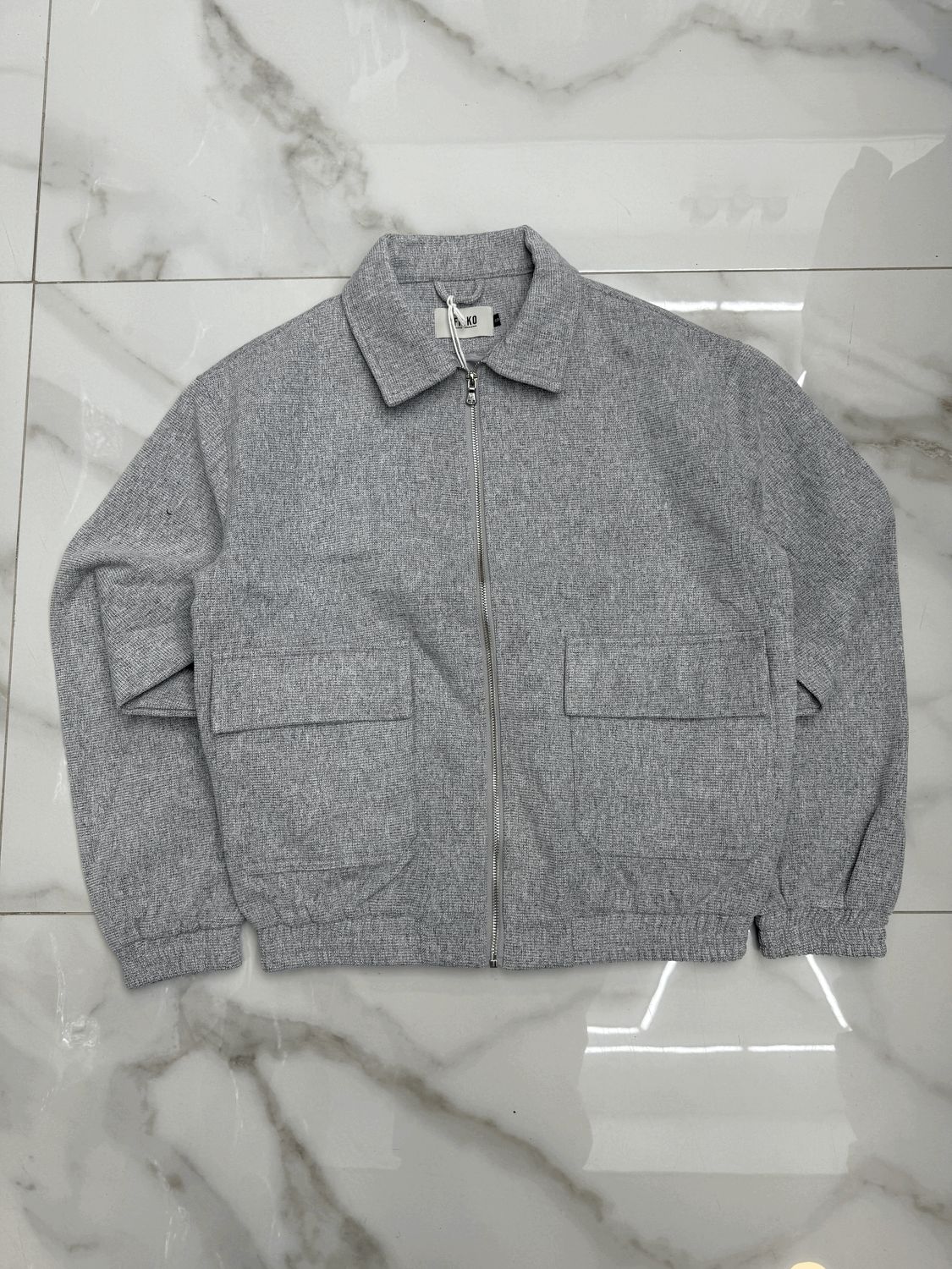 Felpa bomber VIP Sartoriale ricamata Crop UOMO grigio