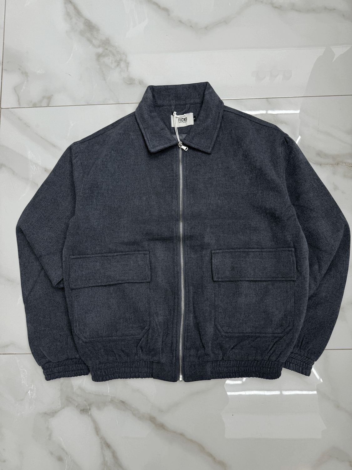 Felpa bomber VIP Sartoriale ricamata Crop UOMO grigio piombo