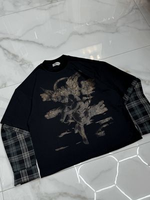 T shirt Longsleeve double 100% Cotone Premium oversize nera T shirt Longsleeve double 100% Cotone Premium oversize nera