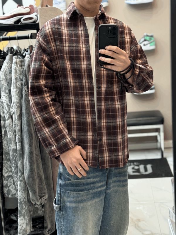 Camicia a quadri Premium Oversize bicolor bordeaux Camicia a quadri Premium Oversize bicolor bordeaux