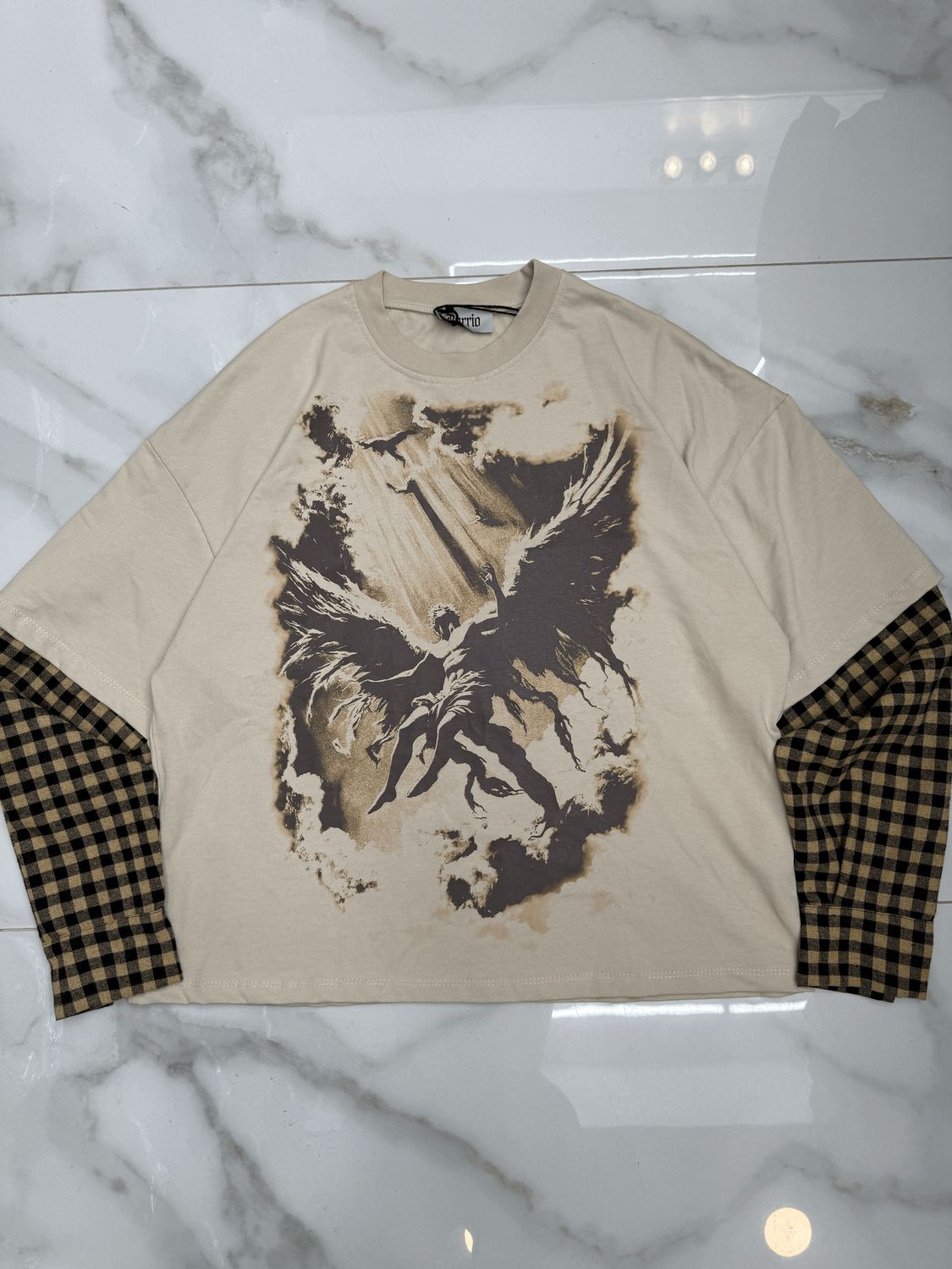 T shirt Longsleeve double 100% Cotone Premium oversize beige T shirt Longsleeve double 100% Cotone Premium oversize beige