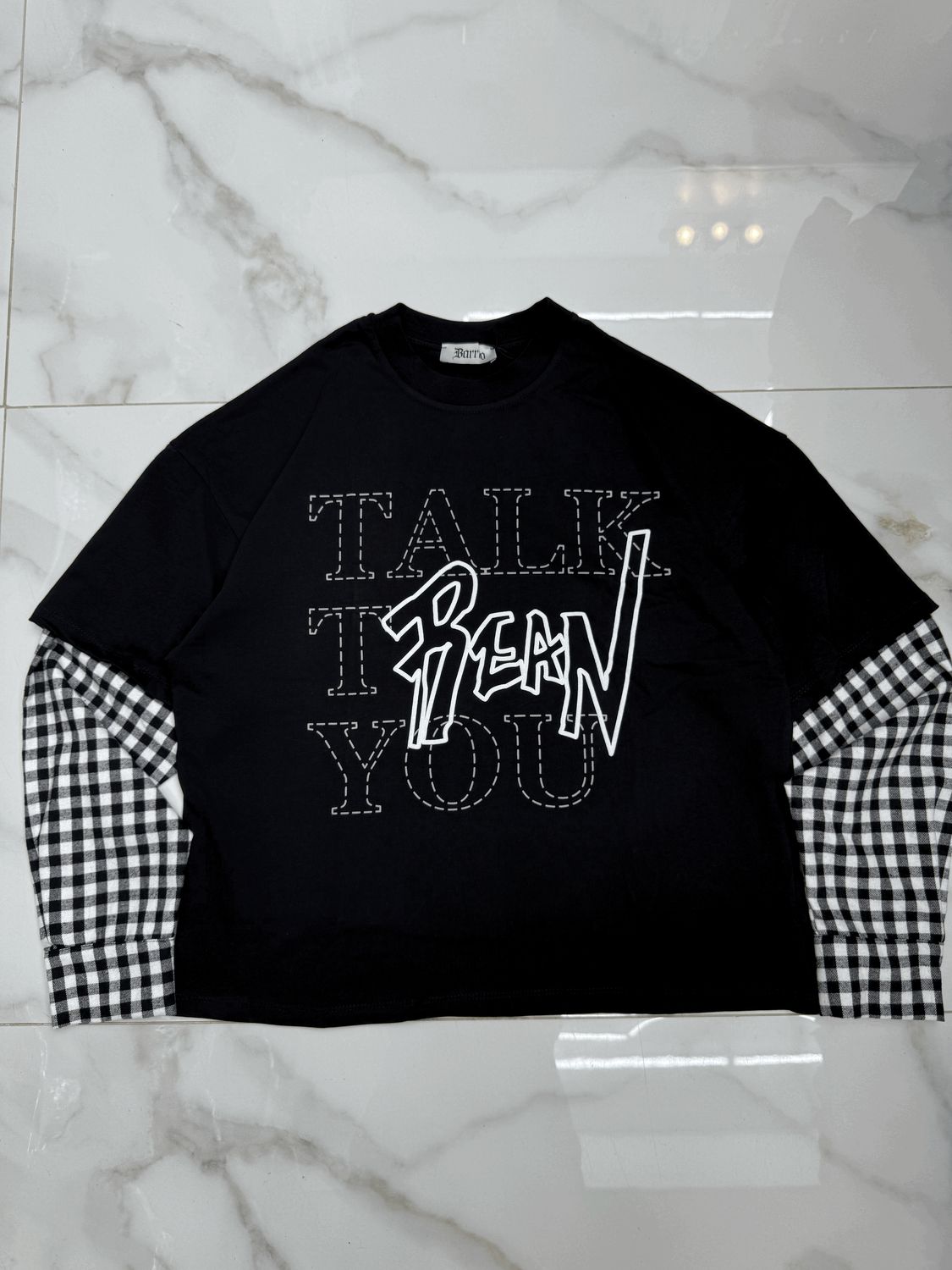 T shirt Longsleeve double 100% Cotone Premium oversize nera T shirt Longsleeve double 100% Cotone Premium oversize nera