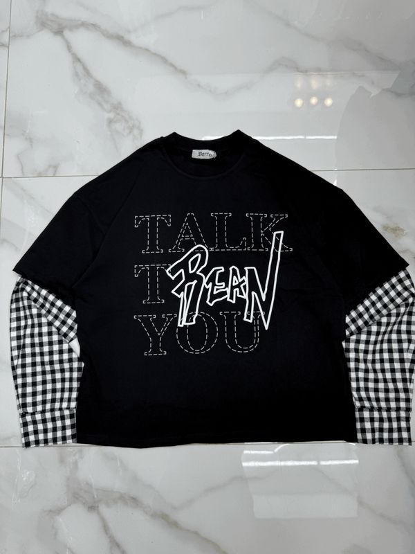 T shirt Longsleeve double 100% Cotone Premium oversize nera T shirt Longsleeve double 100% Cotone Premium oversize nera