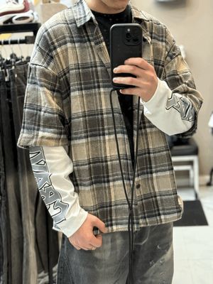 T shirt Longsleeve double 100% Cotone Premium oversize beige