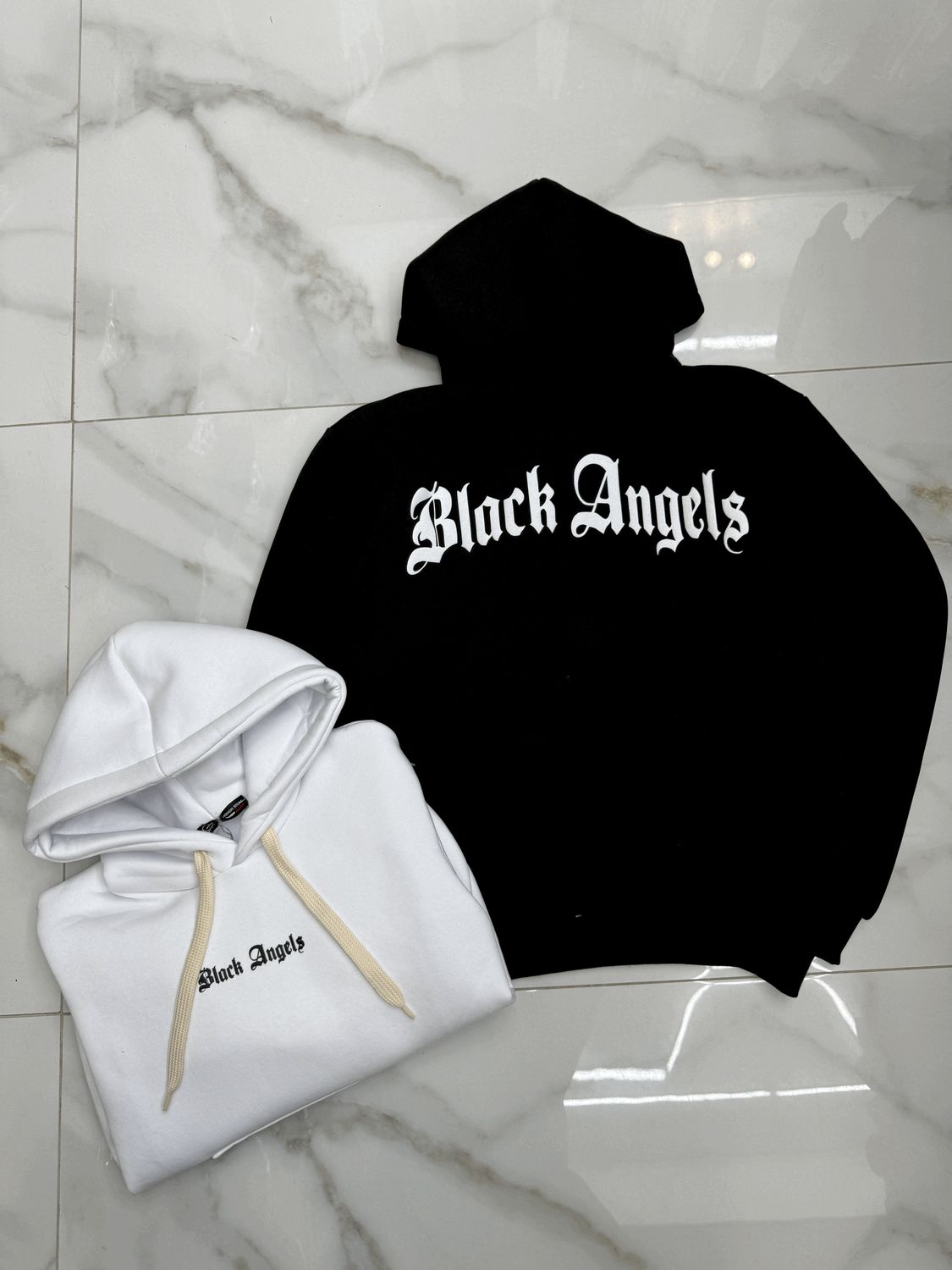 Felpa BAMBINO con cappuccio e stampa fronte retro " black Angels "