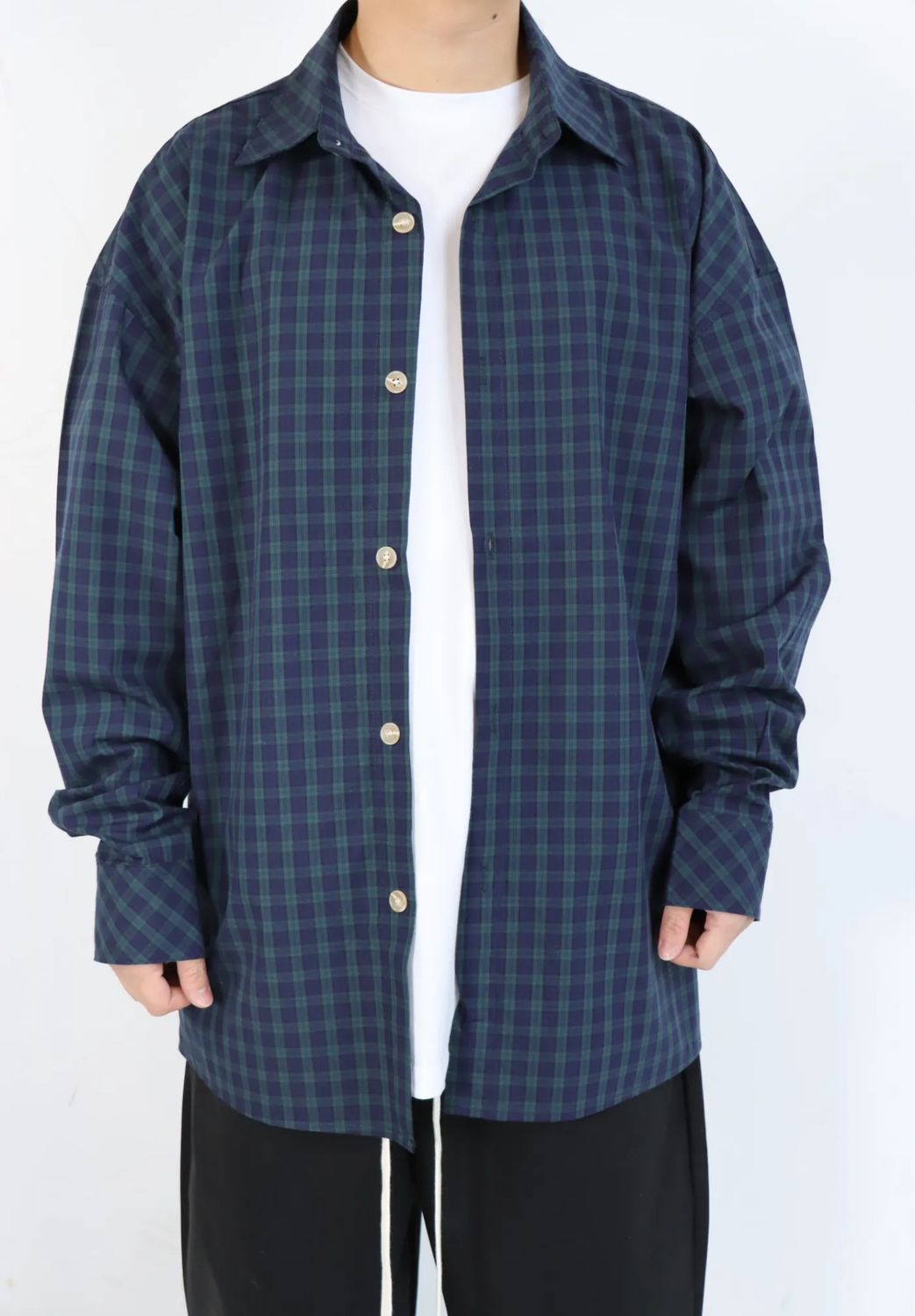Camicia Premium Oversize blu flanella