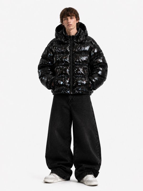 Giacchetto puffer nero lucido