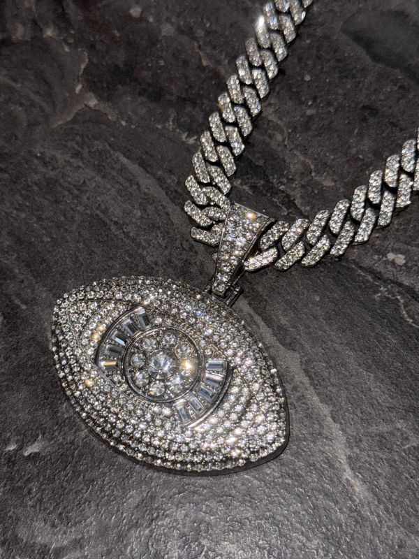 Collana Big Chain 'EYE' con diamanti argento