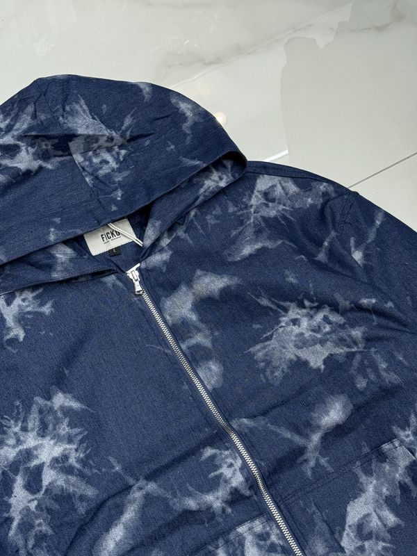 Felpa Sartoriale VIP con zip e cappuccio blu jeans