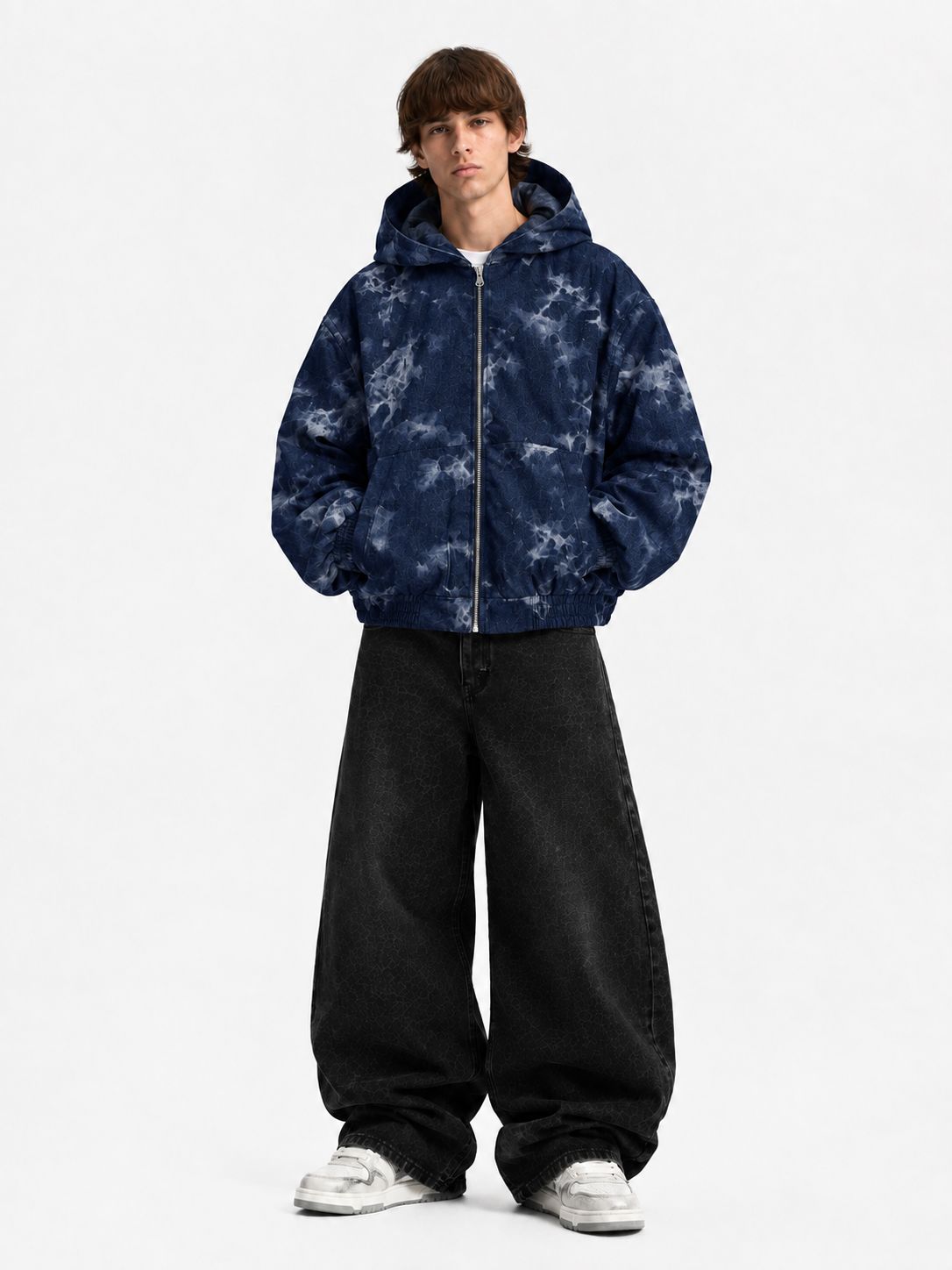 Bomber Sartoriale VIP con zip e cappuccio blu jeans Bomber Sartoriale VIP con zip e cappuccio blu jeans