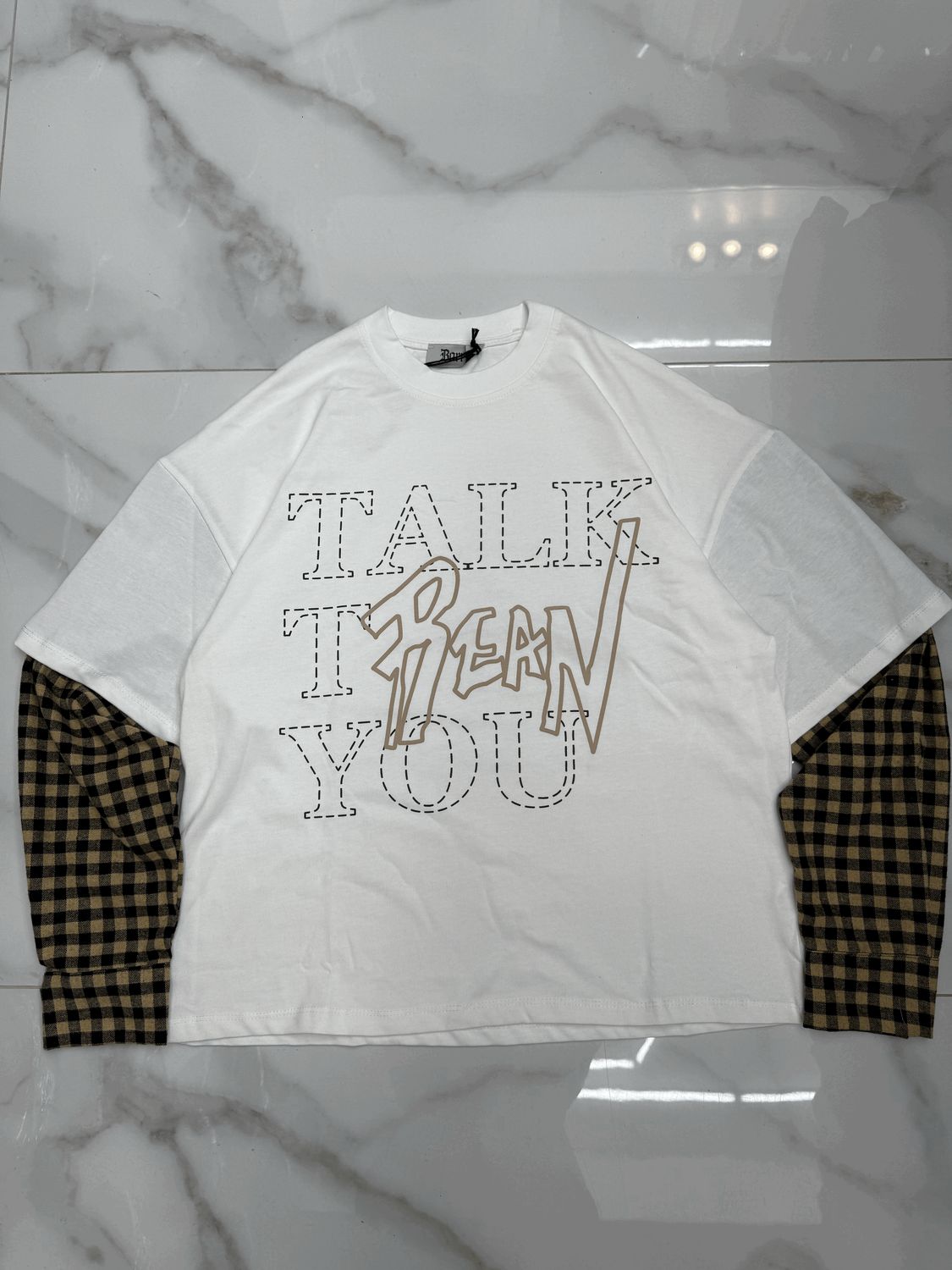 T shirt Longsleeve double 100% Cotone Premium oversize bianca
