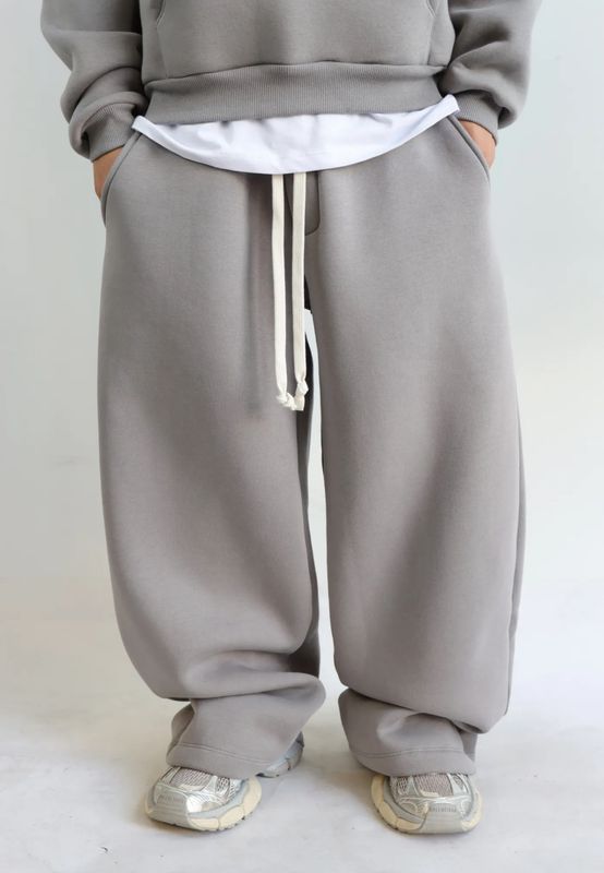 Pantatuta super baggy felpato made in italy Fondo largo grigio Pantatuta super baggy felpato made in italy Fondo largo grigio