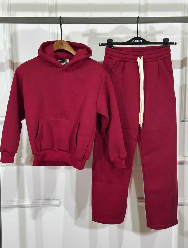 Tuta completa oversize fondo largo felpata BAMBINO rosso bordeaux Tuta completa oversize fondo largo felpata BAMBINO rosso bordeaux