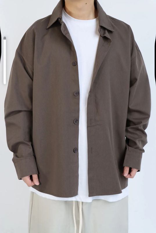 Camicia sartoriale Premium Oversize Seta tinta unita marrone