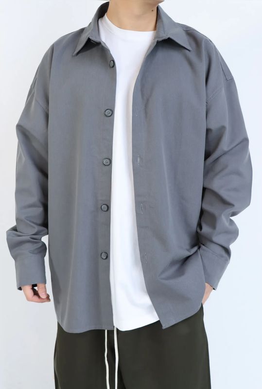 Camicia sartoriale Premium Oversize Seta tinta unita grigio