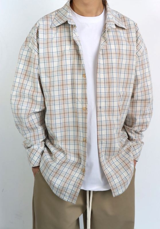 Camicia Premium Oversize beige flanella