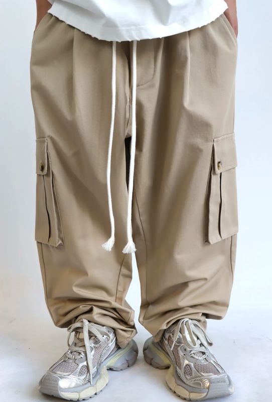 Pantaloni oversize con tasconi made in italy Fondo camel
