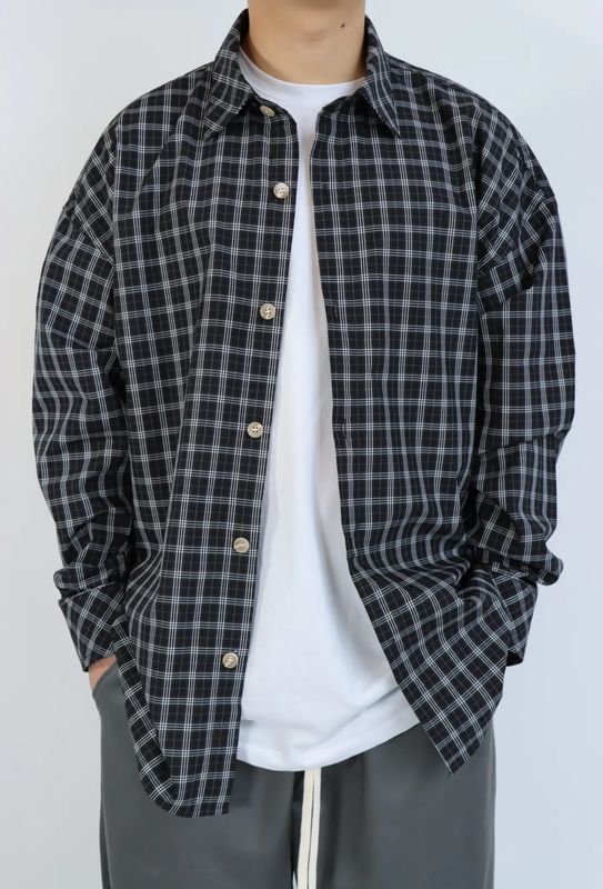 Camicia Premium Oversize nera flanella