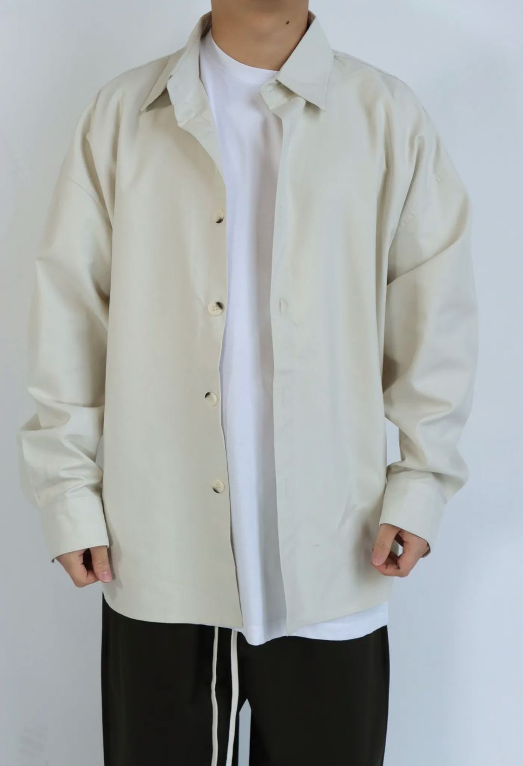 Camicia sartoriale Premium Oversize Seta tinta unita beige