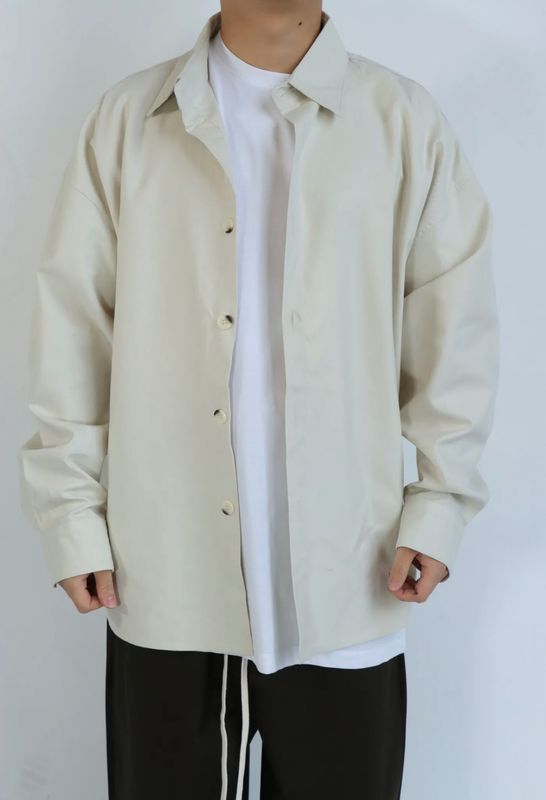 Camicia sartoriale Premium Oversize Seta tinta unita beige