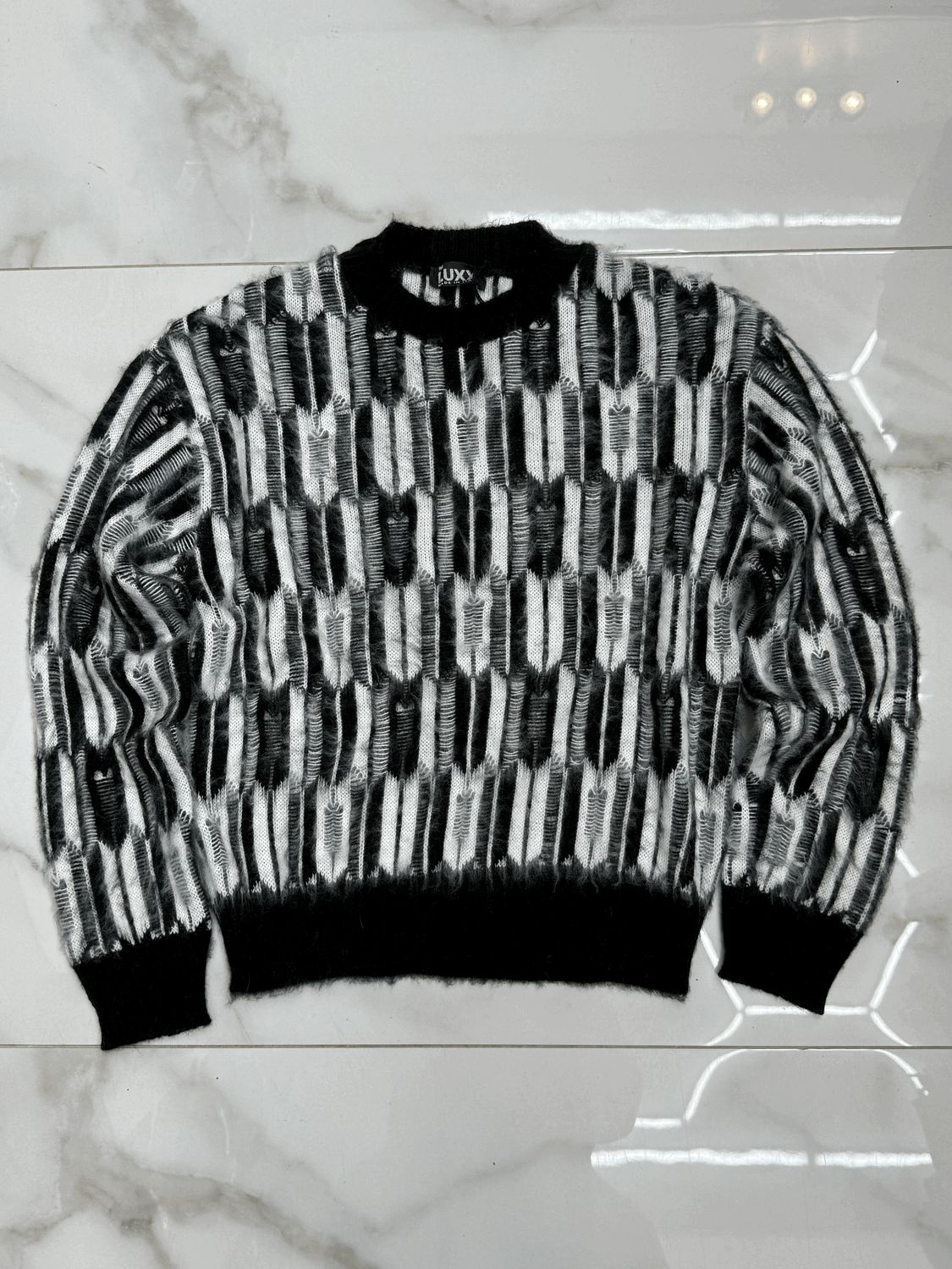 maglioncino oversize fantasia BAMBINO nero e bianco