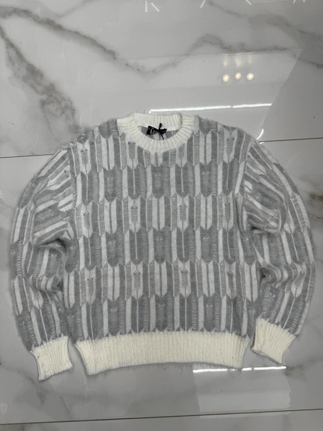 maglioncino oversize fantasia BAMBINO grigio e beige