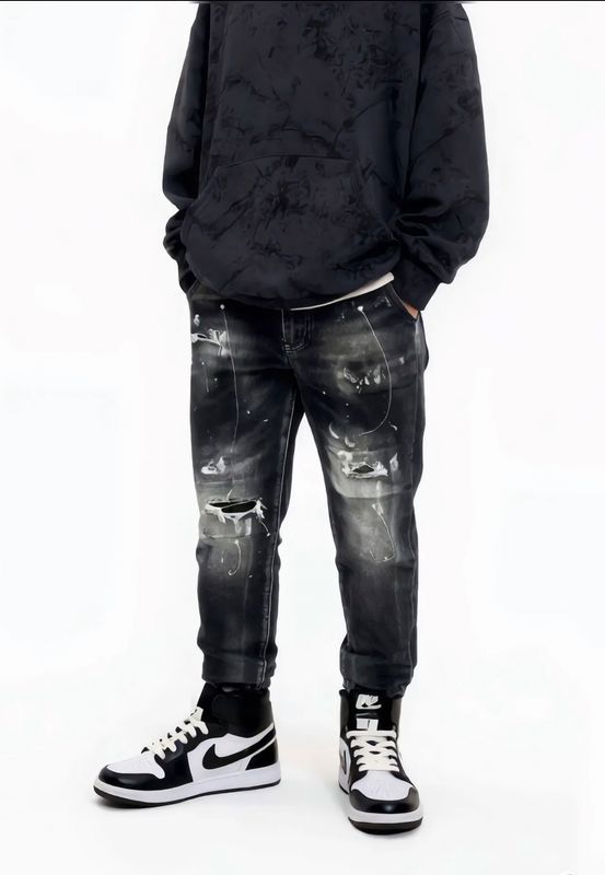 jeans regular Premium BAMBINO nero con strappi