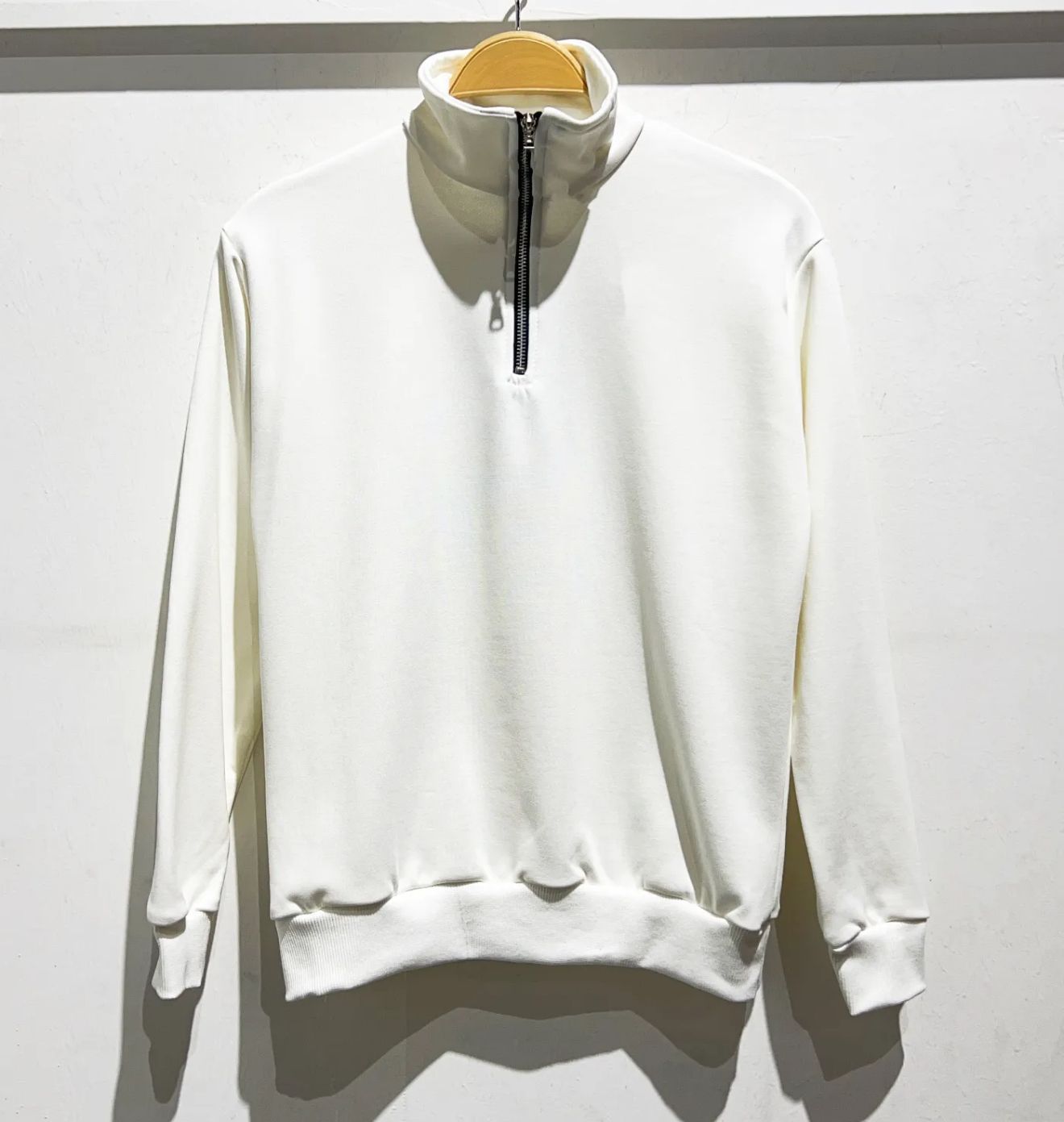 Felpa mezza zip collo alto BAMBINO bianca