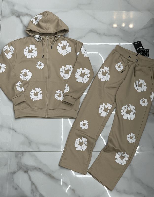 Tuta completa oversize fondo largo fiori BAMBINO beige