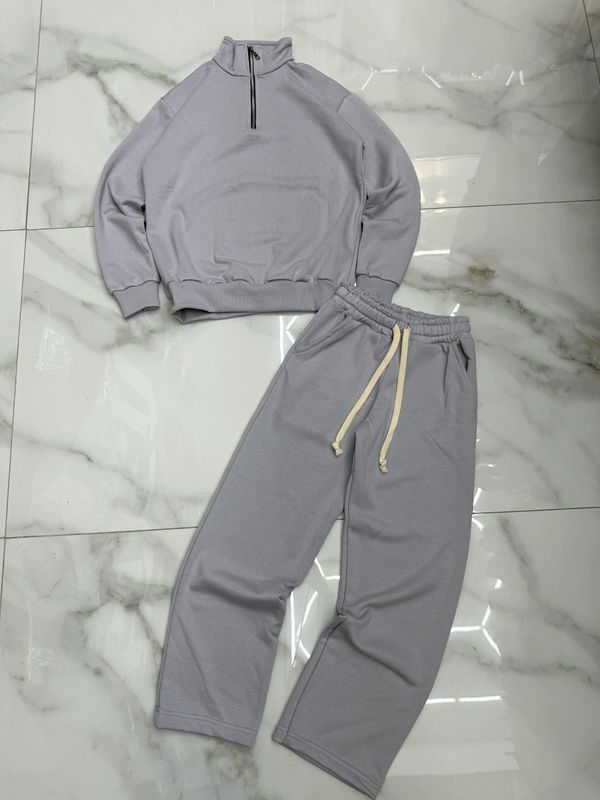 tuta completa mezza zip fondo largo BAMBINO grigio perla