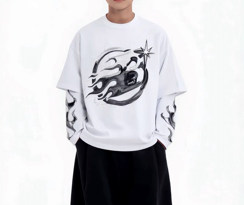 T-shirt longsleeve oversize BAMBINO nera e bianca