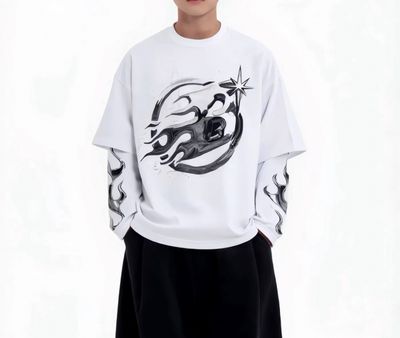 T-shirt longsleeve oversize BAMBINO nera e bianca