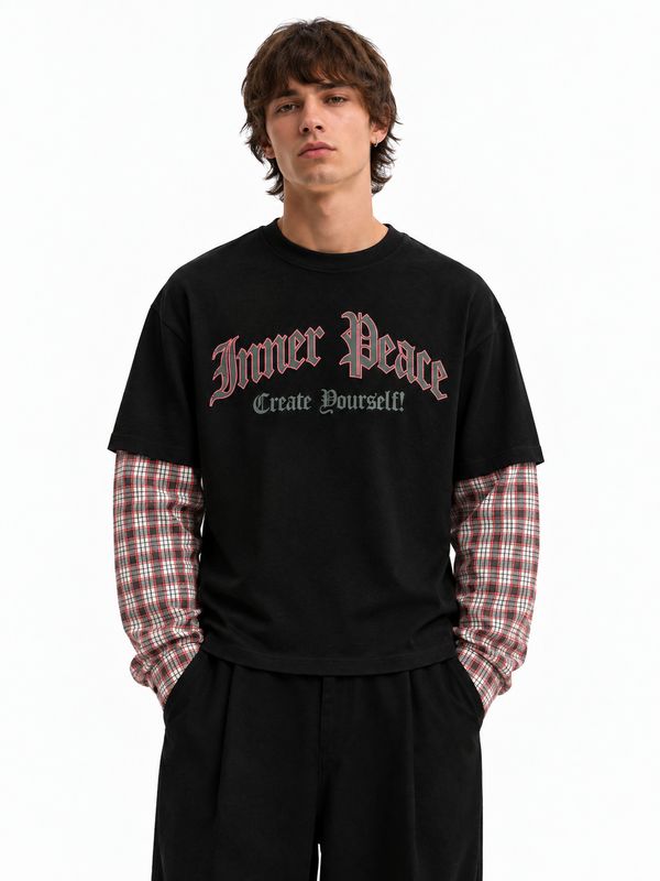 T shirt Longsleeve double 100% Cotone Premium oversize