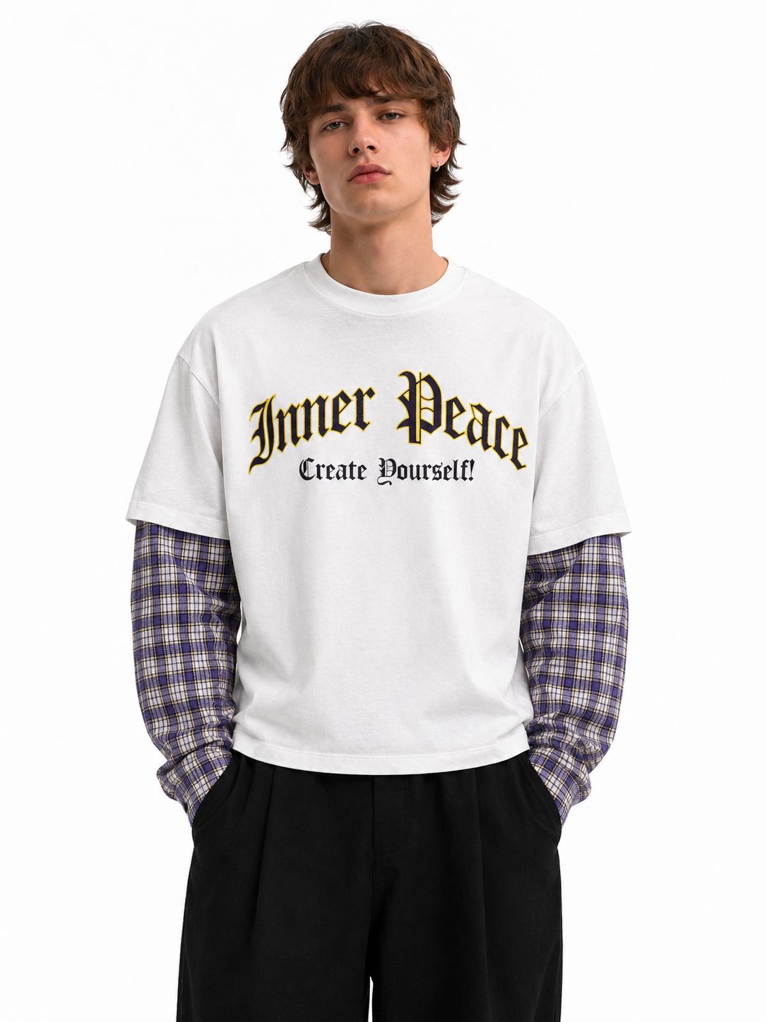 T shirt Longsleeve double 100% Cotone Premium oversize