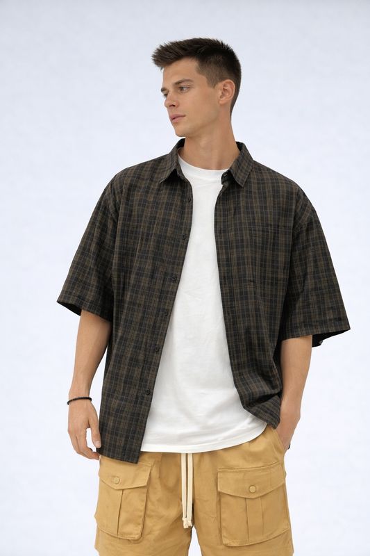 Camicia Oversize mezza manica Premium nera Camicia Oversize mezza manica Premium nera