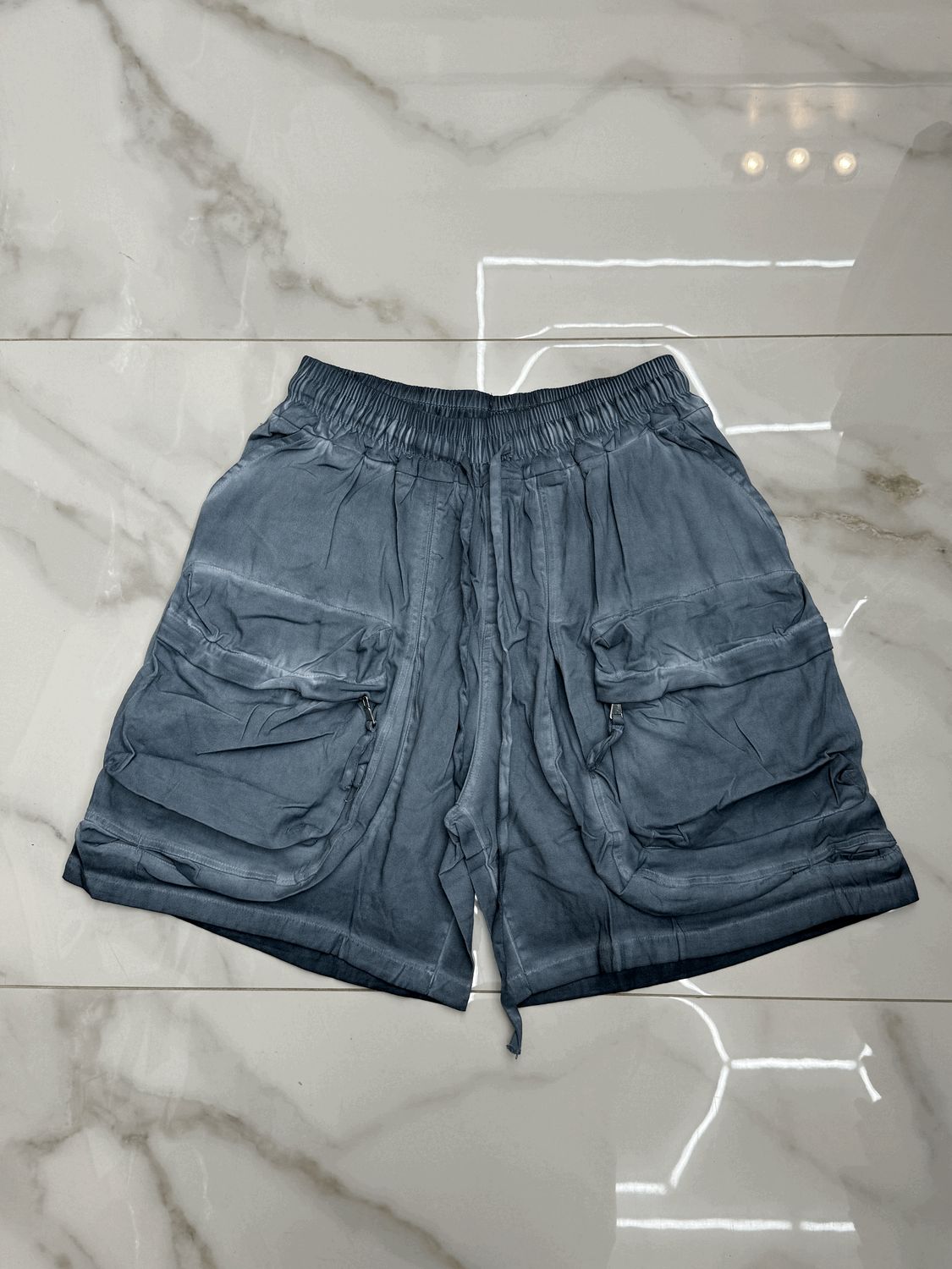 Pantaloncini cargo con tasconi Premium stone wash celeste