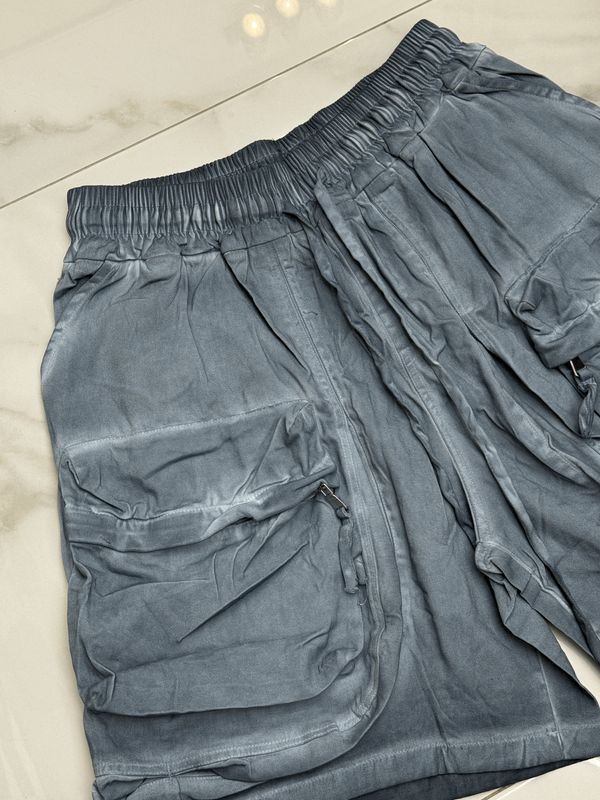 Pantaloncini cargo con tasconi Premium stone wash celeste