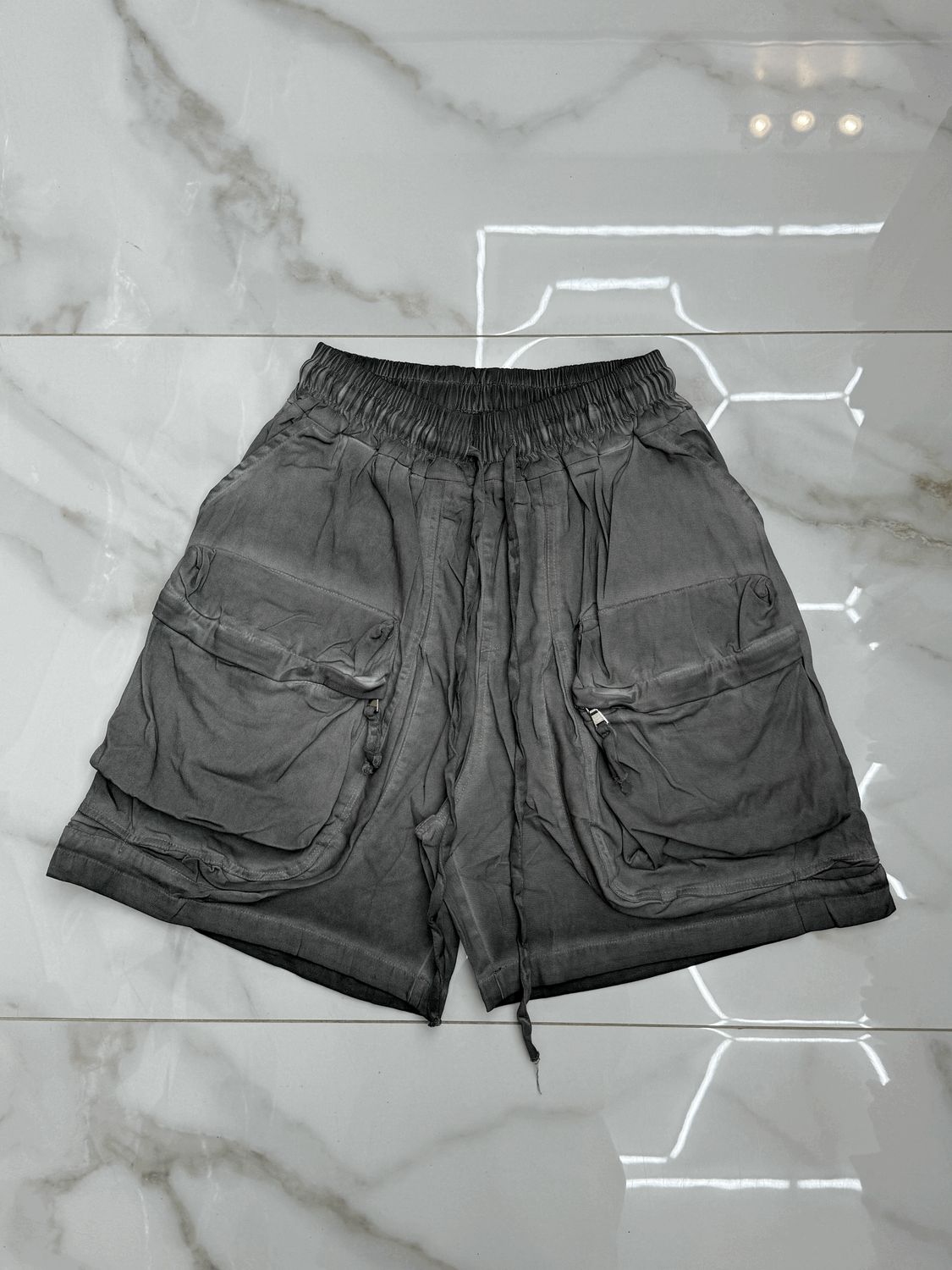 Pantaloncini cargo con tasconi Premium stone wash grigio Piombo