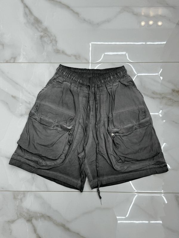 Pantaloncini cargo con tasconi Premium stone wash grigio Piombo