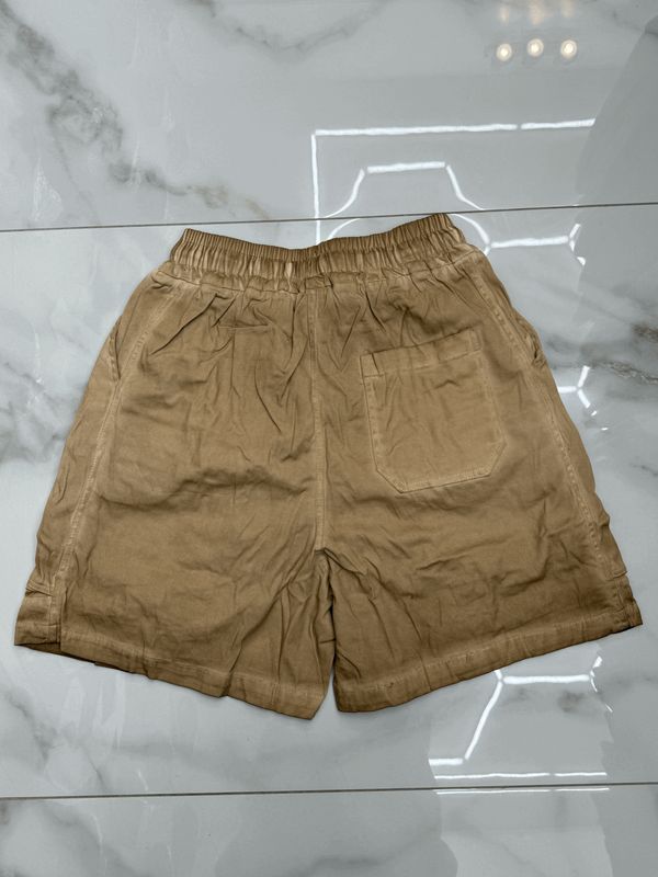 Pantaloncini oversize premium BAMBINO stone wash Camel