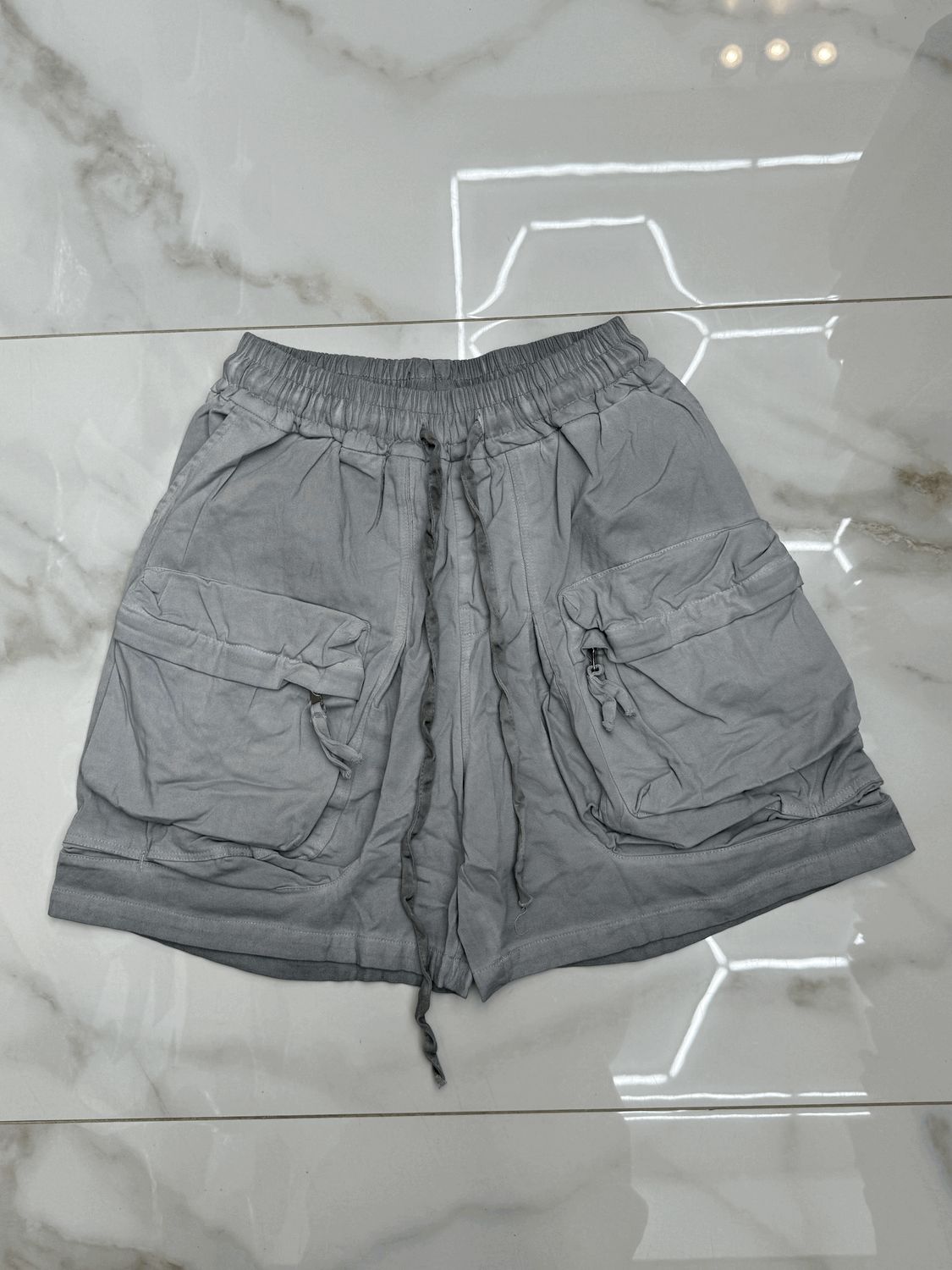 Pantaloncini oversize premium BAMBINO stone wash grigio perla