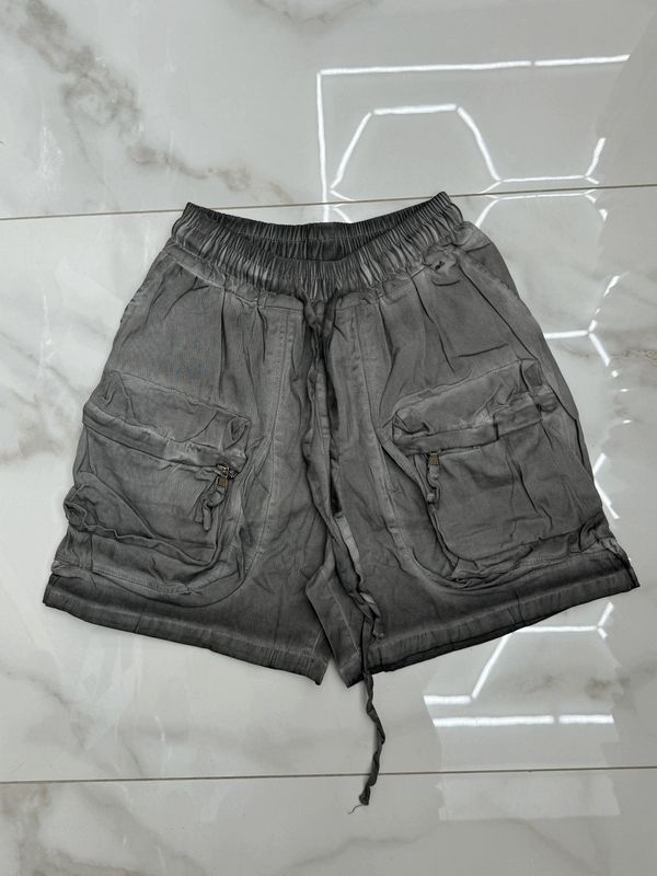 Pantaloncini oversize premium BAMBINO stone wash grigio piombo