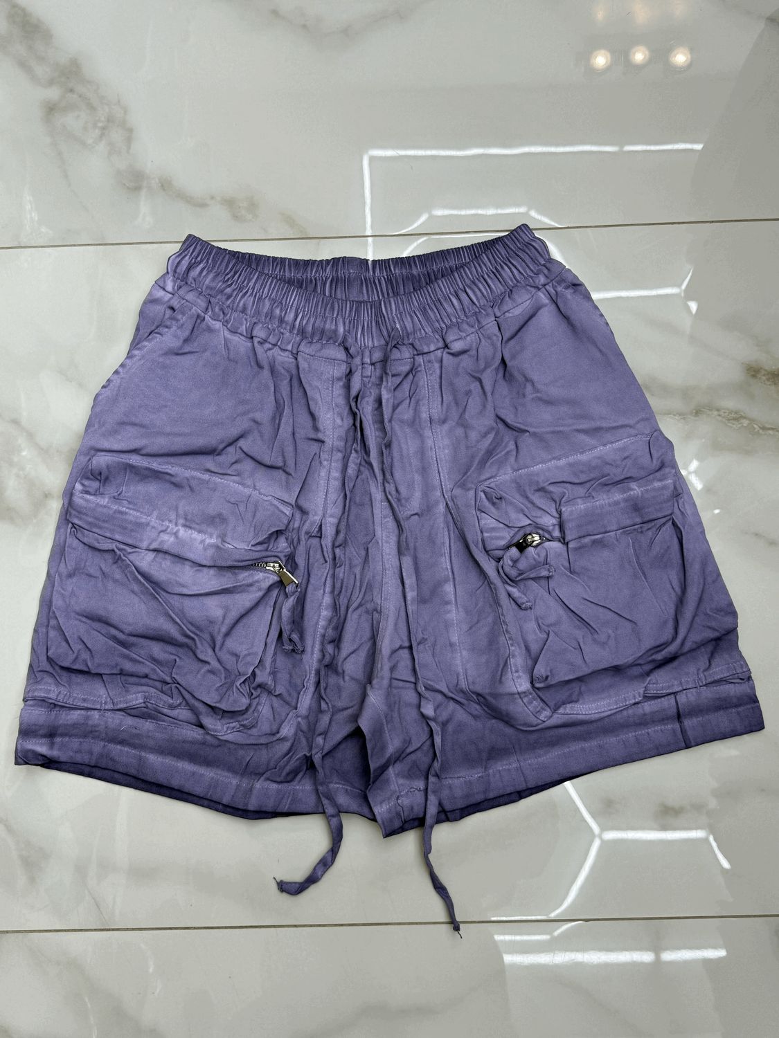 Pantaloncini oversize premium BAMBINO stone wash lilla