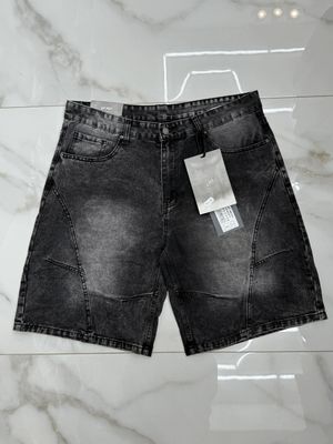 Pantaloncini jeans bermuda baggy Premium nero