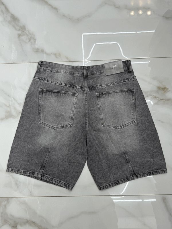 Pantaloncini jeans bermuda baggy Premium grigio
